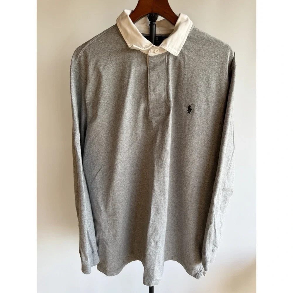 Vintage Rugby Sweatshirt Polo Ralph Lauren Grey Y2K Size 2xl